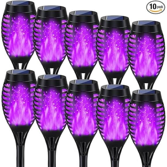 Halloween Decor, 10Pack Purple Outdoor Halloween Lights with Flickering Flame - Picture 7 of 7